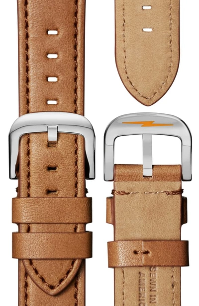 Shop Shinola The Canfield Sport Chronograph Leather Strap Watch Set, 45mm In Cognac/white