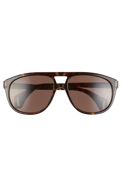 Shop Gucci 60mm Aviator Sunglasses In Shiny Dark Havana