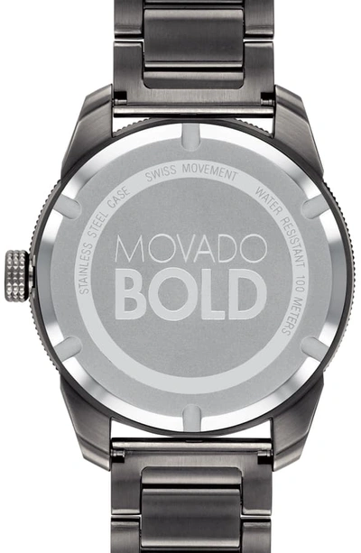 Shop Movado Bold Bracelet Watch, 43.5mm In Gunmetal/ Black/ Gunmetal