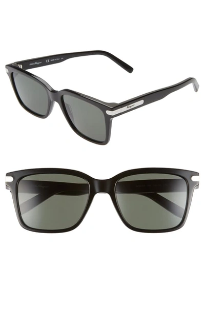 Shop Ferragamo Classic Logo 55mm Rectangle Sunglasses - Black