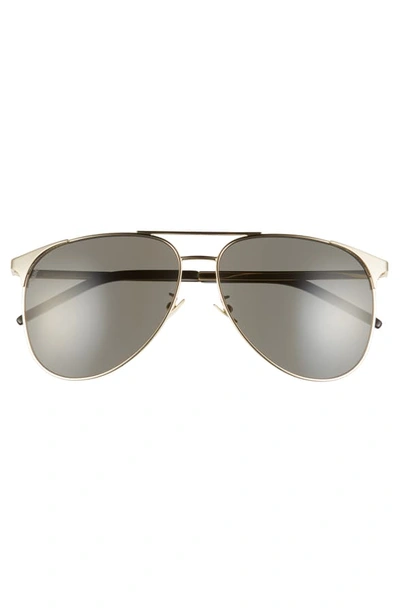 Shop Saint Laurent 61mm Aviator Sunglasses - Light Gold
