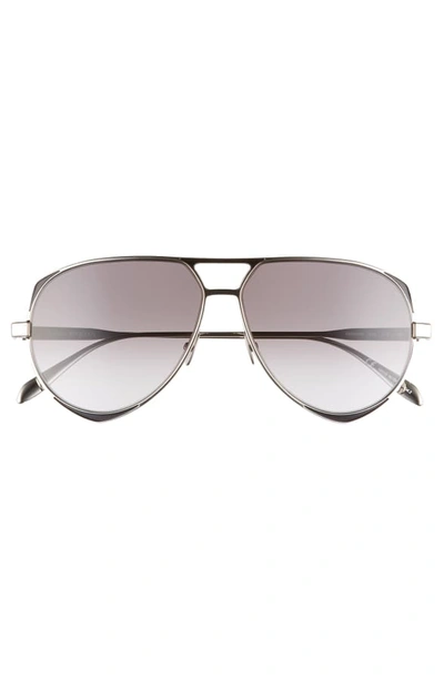 Shop Alexander Mcqueen 61mm Aviator Sunglasses In Shiny Silver/ Black