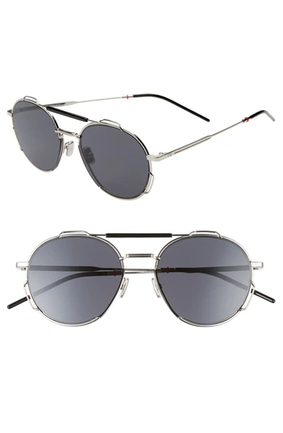 Shop Dior 54mm Round Sunglasses In Palladium Black/gray