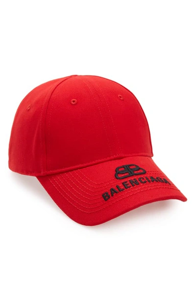 Shop Balenciaga Bb Logo Baseball Cap - Red In Flame/ Black