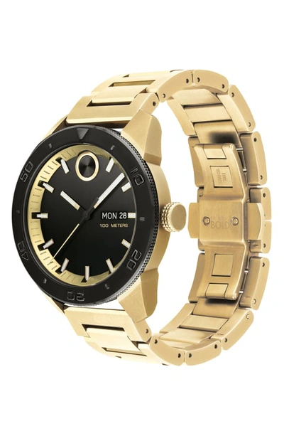 Shop Movado Bold Bracelet Watch, 43.5mm In Gold/ Black/ Gold