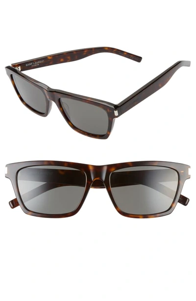 Shop Saint Laurent 56mm Flat-top Sunglasses In Dark Havana