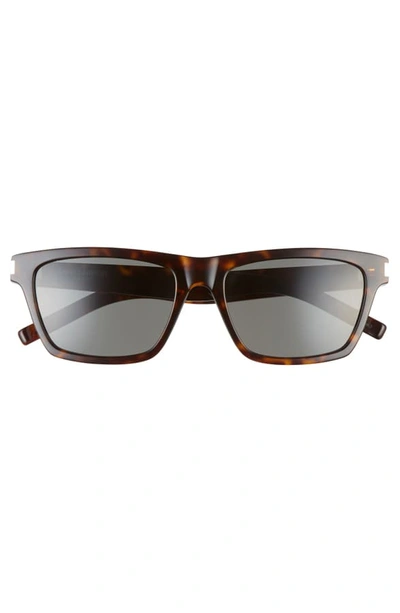 Shop Saint Laurent 56mm Flat-top Sunglasses In Dark Havana