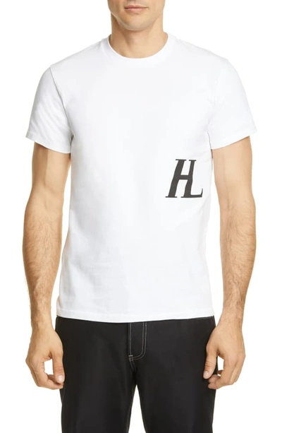 Shop Helmut Lang Logo Detail Crewneck Cotton T-shirt In Chalk White