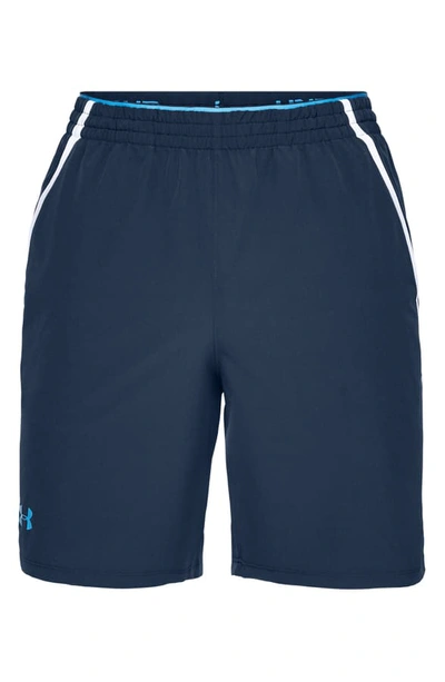 Shop Under Armour Qualifier Technical Athletic Shorts In Academy/ Ether Blue