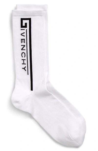 Shop Givenchy Logo Socks In White/ Black