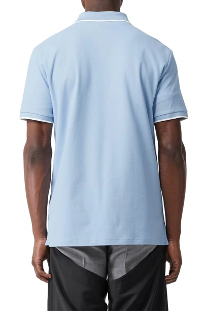 Shop Burberry Crewe Pique Polo In Pale Blue