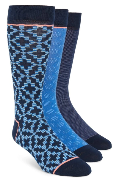Shop Ted Baker 3-pack Geometric Socks In Blue