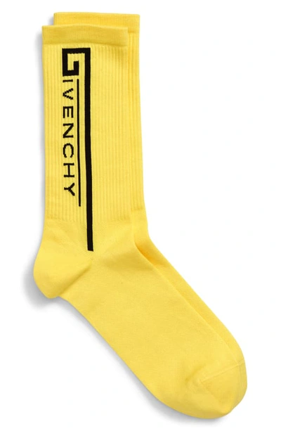 Shop Givenchy Logo Socks In Yellow/ Black