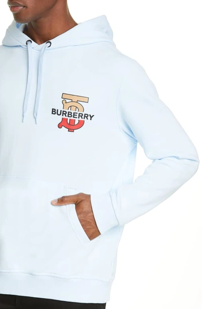 Shop Burberry Harvey Logo Hooded Sweatshirt In Pale Blue