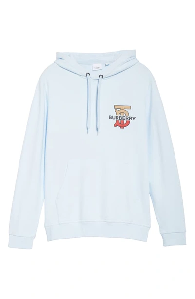 Shop Burberry Harvey Logo Hooded Sweatshirt In Pale Blue