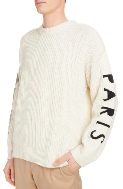 Shop Kenzo Paris Oversize Wool Blend Crewneck Sweater In Ecru