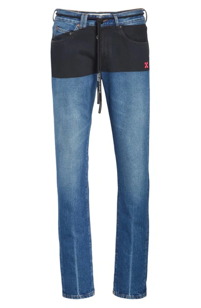 Shop Off-white Slim Fit Jeans In Dark Blue Fuchsia