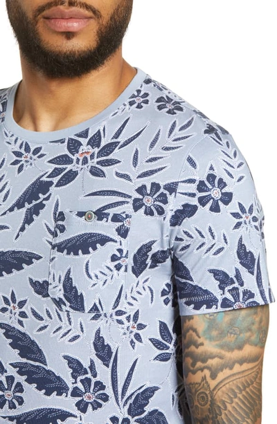 Shop Ted Baker Recuppl Slim Fit Floral T-shirt In Lt-blue