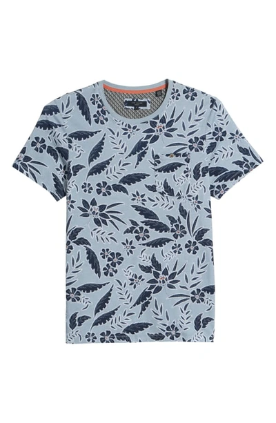 Shop Ted Baker Recuppl Slim Fit Floral T-shirt In Lt-blue