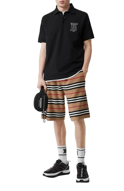 Shop Burberry Warren Patch Short Sleeve Pique Polo In Black