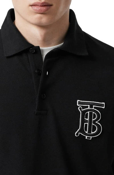 Shop Burberry Warren Patch Short Sleeve Pique Polo In Black