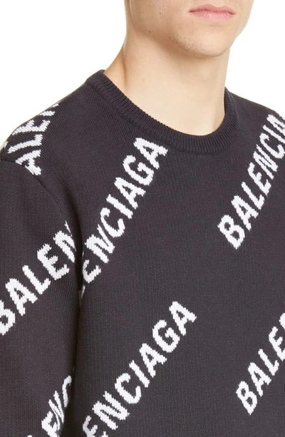 Shop Balenciaga Logo Sweater In Navy White