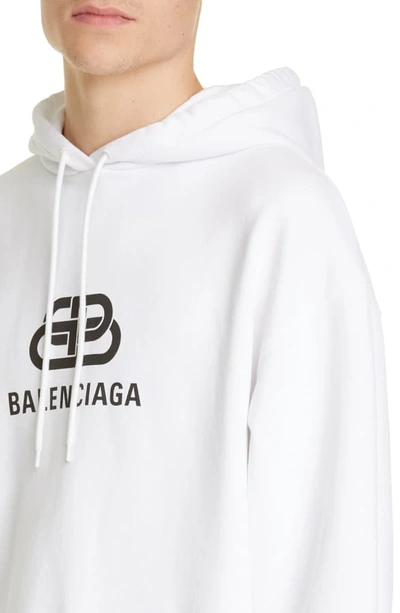 Shop Balenciaga Bb Logo Graphic Hoodie In Off White