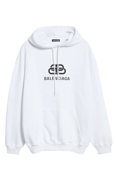Shop Balenciaga Bb Logo Graphic Hoodie In Off White