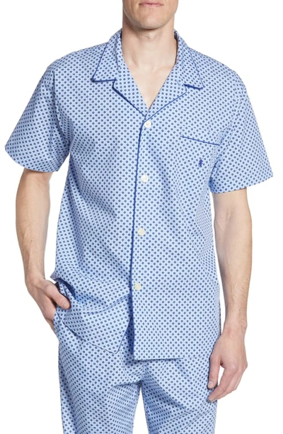 Shop Polo Ralph Lauren Classic Pajama Shirt In Austin Blue Foulard