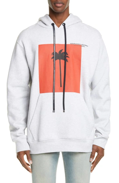 Shop Palm Angels Logo Graphic Hoodie In Melange Grey