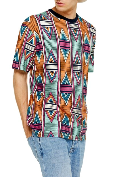 Shop Topman Diamond Print T-shirt In Orange Multi