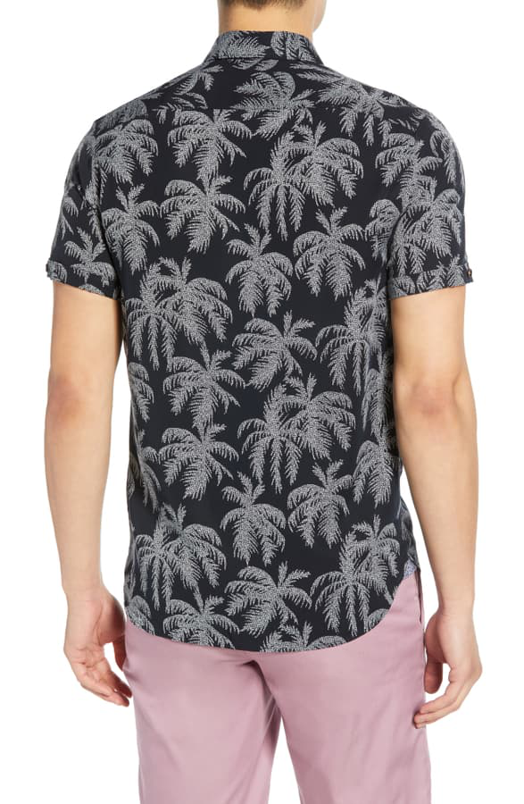 Ted Baker Palmcol Slim Fit Palm Print Shirt In Navy | ModeSens