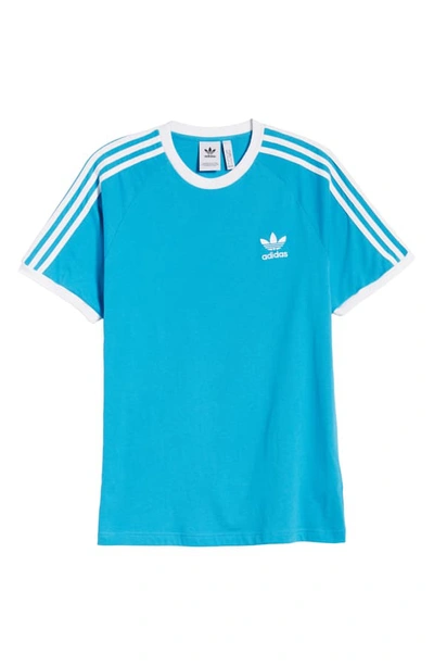 Shop Adidas Originals 3-stripes T-shirt In Shock Cyan