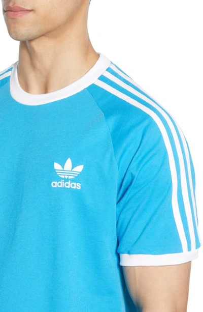 Shop Adidas Originals 3-stripes T-shirt In Shock Cyan