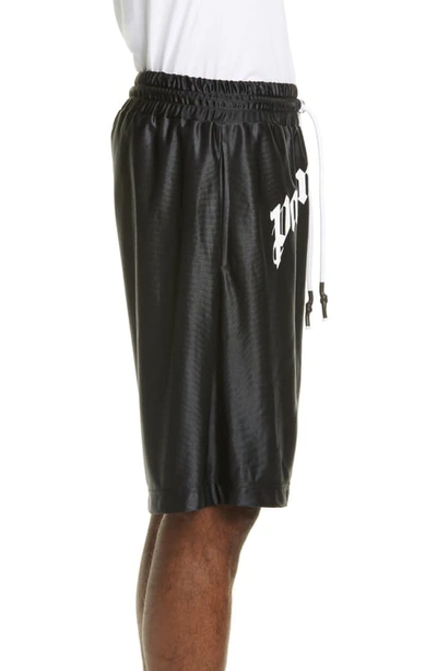 Shop Palm Angels Logo Mesh Shorts In Black White