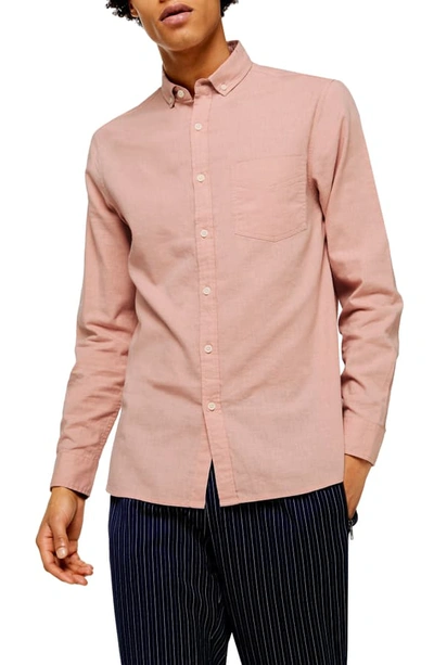 Shop Topman Classic Fit Solid Button-down Shirt In Pink