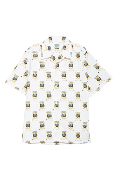 Shop Kenzo Rice Bags Short Sleeve Button-up Camp Shirt In White