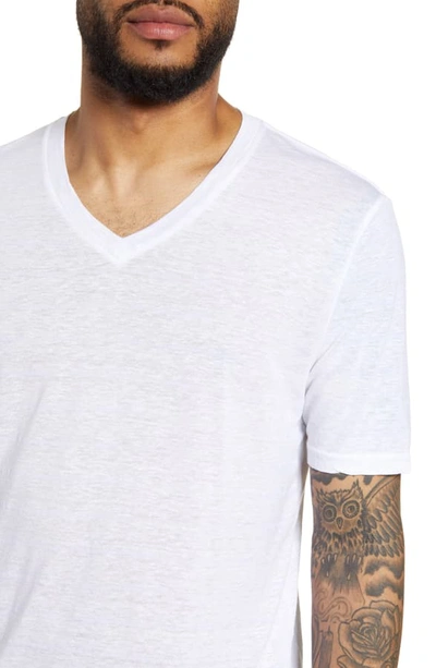 Shop Goodlife V-neck Linen T-shirt In White