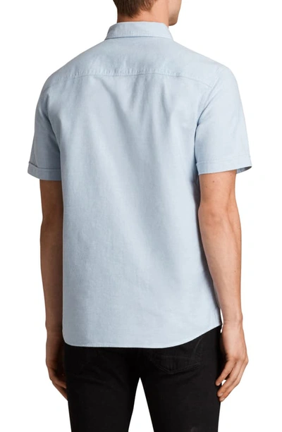 Shop Allsaints Huntington Slim Fit Short Sleeve Shirt In Light Blue