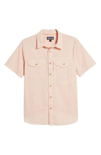 Shop Patagonia Cayo Largo Ii Regular Fit Shirt In Chambray/ Peach Sherbet