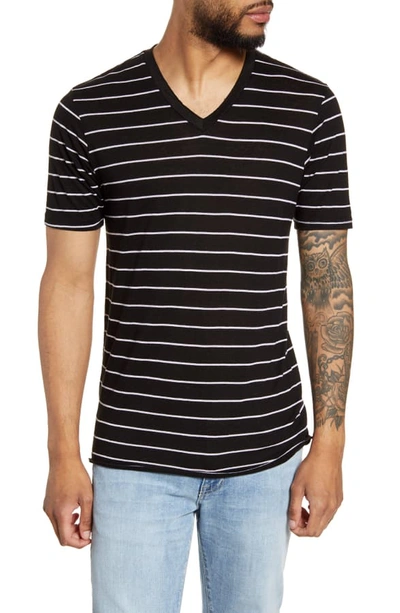 Shop Goodlife V-neck Linen T-shirt In Black