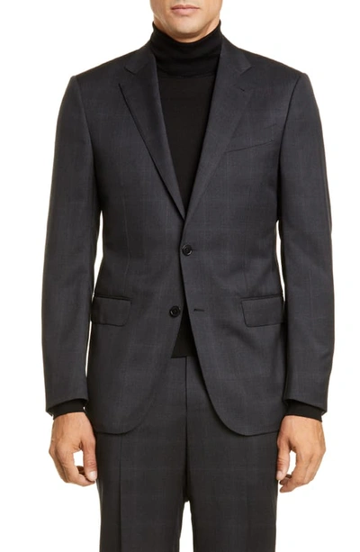 Shop Ermenegildo Zegna Milano Trim Fit Plaid Wool Suit In Charcoal