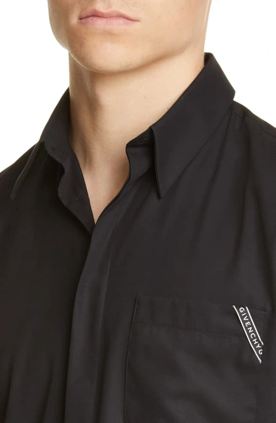 Shop Givenchy Branded Pocket Button-up Shirt In Black
