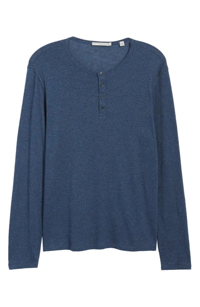 Shop Vince Long Sleeve Henley In H Blue