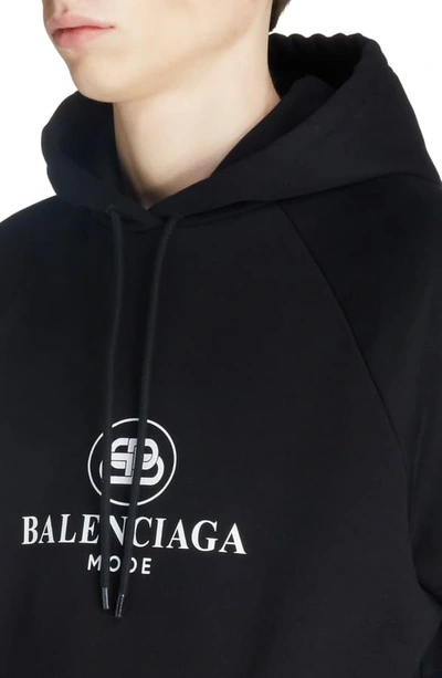 Shop Balenciaga Bb Mode Hooded Sweatshirt In Black