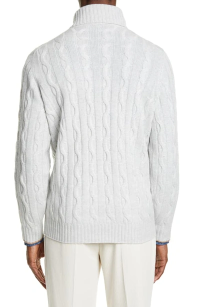 Shop Brunello Cucinelli Cable Knit Cashmere Turtleneck Sweater In Fog