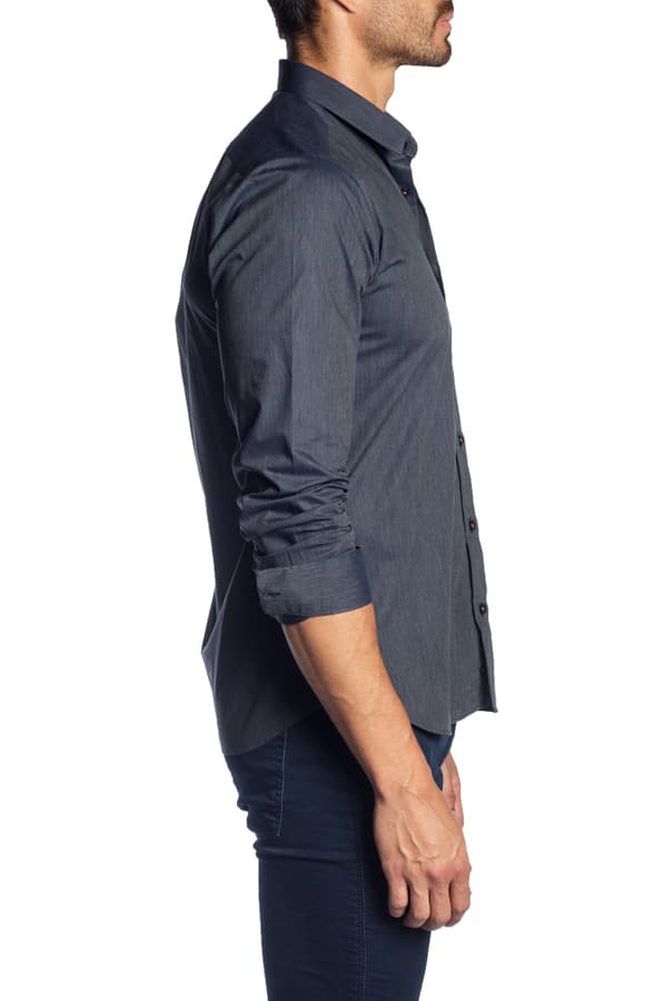 Jared Lang Regular Fit Solid Sport Shirt In Navy Melegne | ModeSens