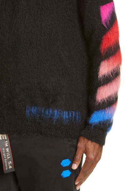 Shop Off-white Diagonal Slim Fit Mohair Blend Sweater In Black Multi