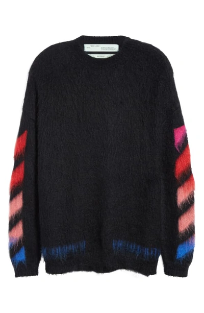 Shop Off-white Diagonal Slim Fit Mohair Blend Sweater In Black Multi