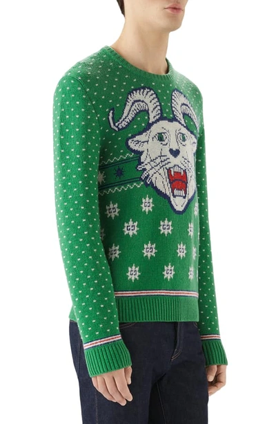 Shop Gucci Crewneck Intarsia Wool & Alpaca Sweater In Yard